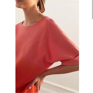 Anthropologie Coral Textured Short-Sleeve Blouse